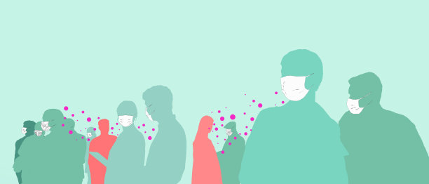 新冠肺炎背景和社交距离与危险概念绿色细胞。复制空间，数字横幅，医疗保健，海报- 3d渲染图片下载