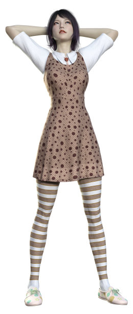 白色背景上的亚洲青少年女孩3D插画图片下载