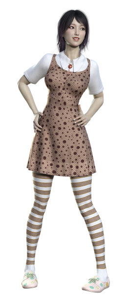 白色背景上的亚洲青少年女孩3D插画图片下载