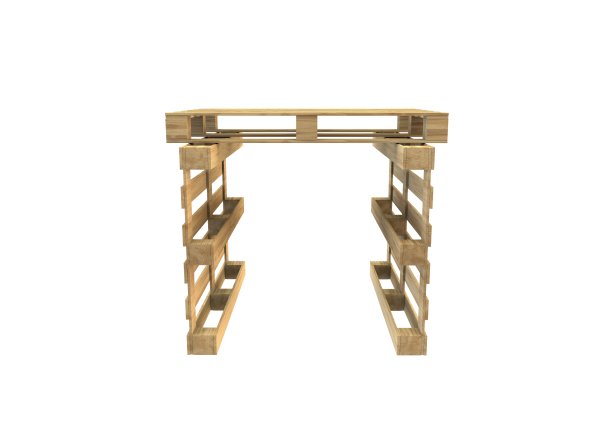 用木托盘做成的桌子。上面有一个空的空间可以用来做你的设计。白色背景隔离图片下载