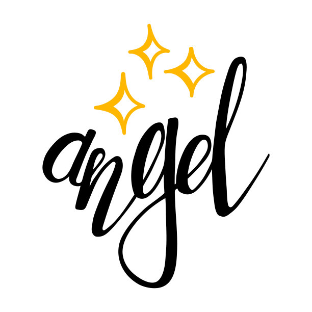 天使字黑墨水字孤立上图片下载