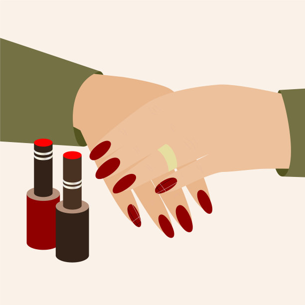 修剪过的手和一瓶指甲油图片下载