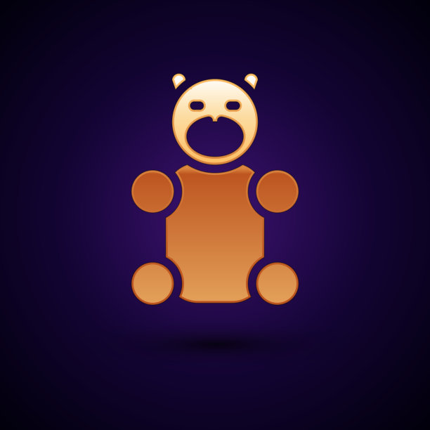 金色的果冻熊糖果图标孤立在黑色图片下载