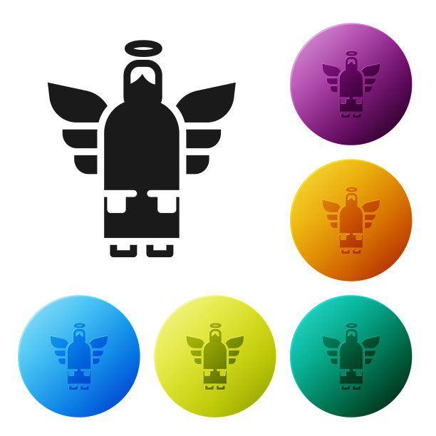 黑色圣诞天使图标孤立在白色图片下载