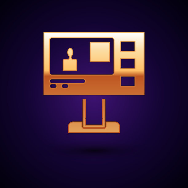 金色电视报道图标孤立在黑色图片下载