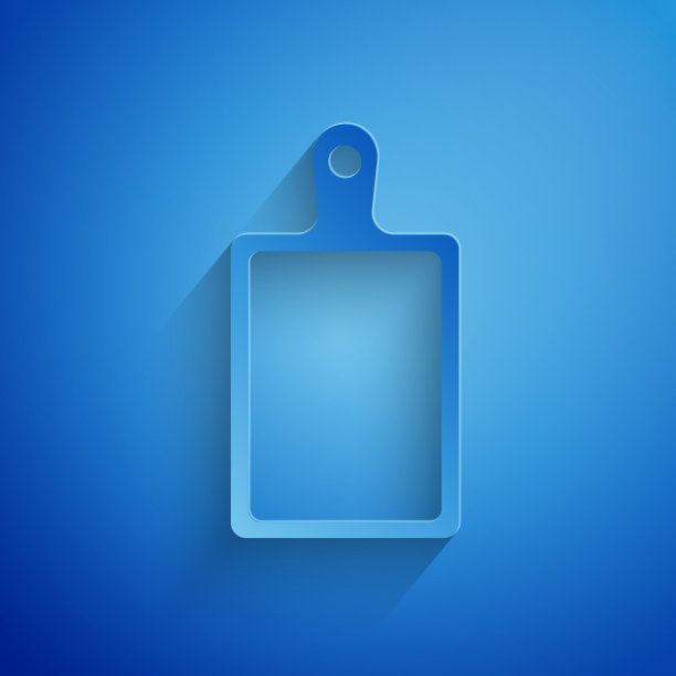 剪纸切割板图标孤立在蓝色图片下载