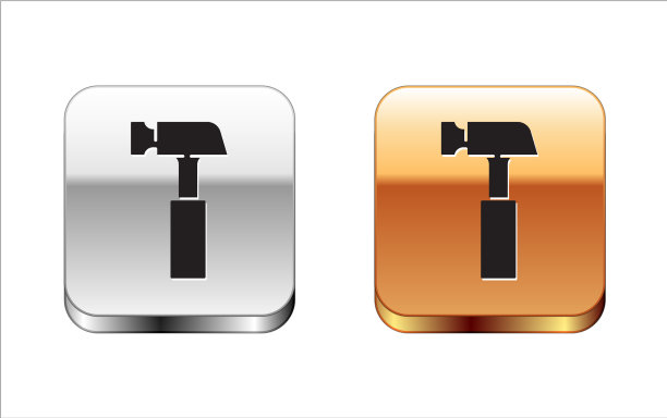 黑色锤子图标孤立在白色背景图片下载