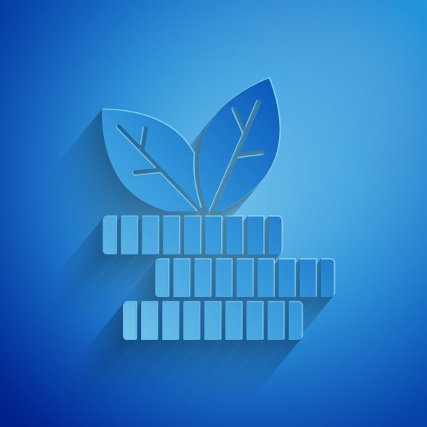 剪纸美元植物图标孤立在蓝色图片下载