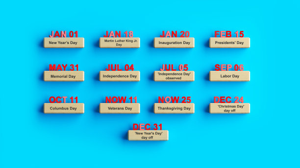 日历概念假日和纪念日的蓝色背景图片下载