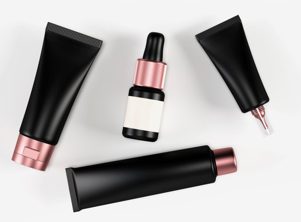 黑色化妆管和面部血清模型图片下载