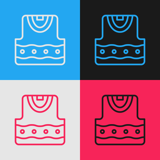 流行艺术线背心图标孤立的颜色图片下载