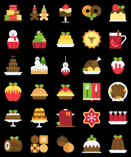 圣诞食物和饮料装满图标集2图片下载