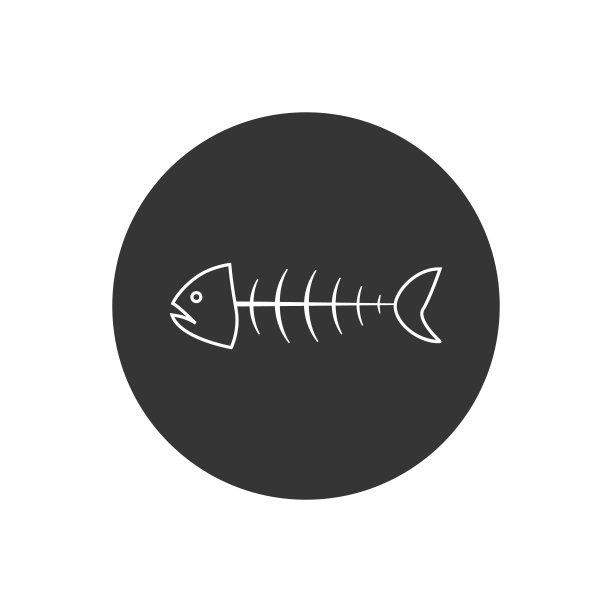 鱼骨线白色图标在平面风格。向量图片下载