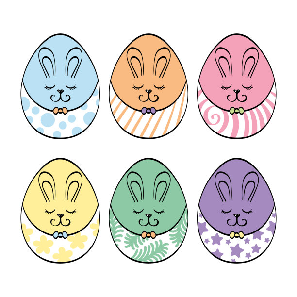 有趣的彩色复活节彩蛋与兔子耳朵图片下载