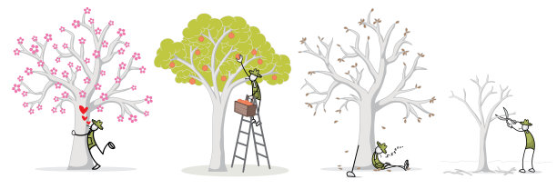 集农民于户外活动。向量打印说明图片下载