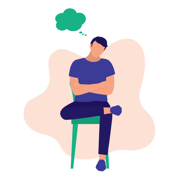 手挽手思考的人。沉思的概念。矢量插图平面卡通。图片下载