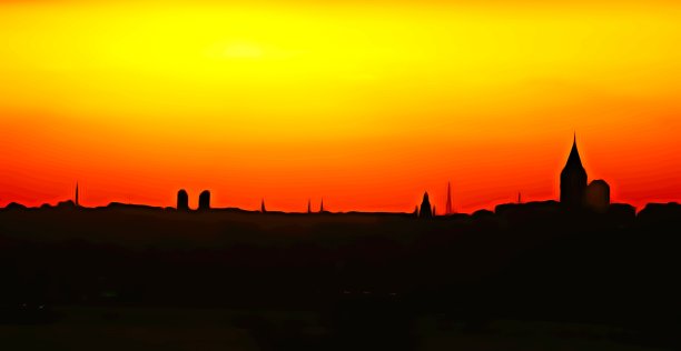 伊斯坦布尔剪影在日落的颜色图片下载