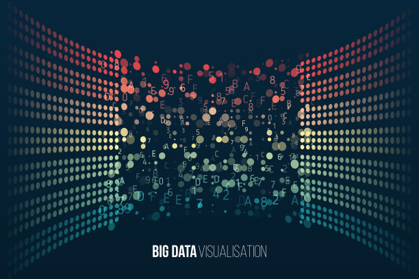 过滤机算法。排序的数据。矢量技术背景。大数据可视化。信息分析的概念。用球阵列和二进制代码抽象流信息。图片下载