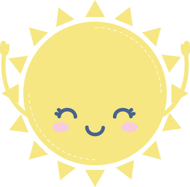 太阳微笑的天气图标在白色的背景图片下载