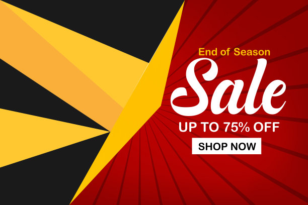 销售横幅或海报设计与75%的折扣提供红色抽象背景季节结束图片下载