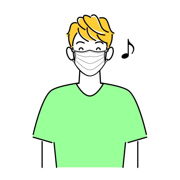 戴着口罩微笑的清爽男人插画矢量图图片下载