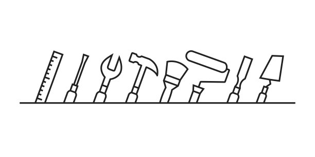 倾斜的线性工作工具图标图片下载