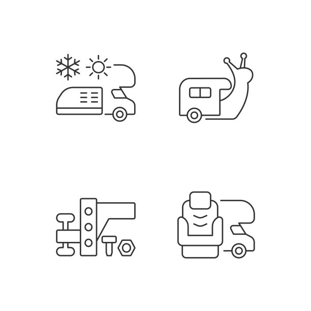 娱乐车辆线性图标设置图片下载