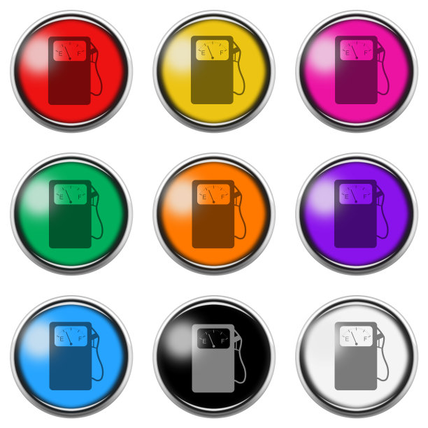 燃油泵按钮图标设置孤立的白色与剪辑路径3d插图图片下载