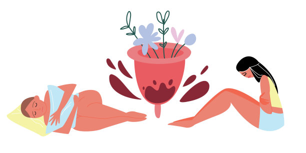 经前症候群的女性腹痛。图片下载