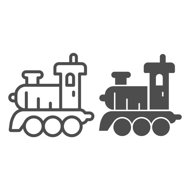蒸汽火车线和固体图标儿童玩具的概念图片下载
