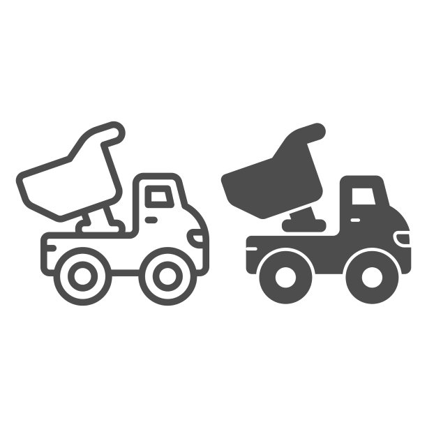 卡车玩具线和固体图标儿童玩具的概念图片下载