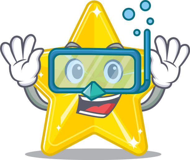 闪亮的明星吉祥物设计理念穿着潜水图片下载