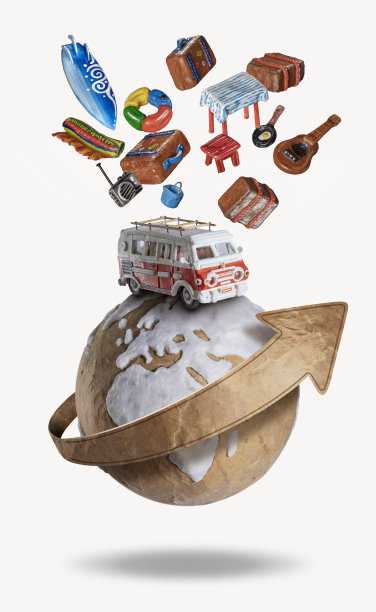 在地球仪上度假的房车图片下载