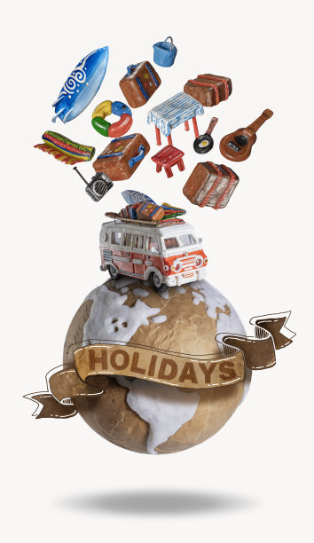 在地球仪上度假的房车图片下载