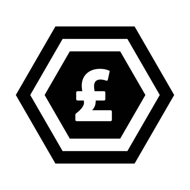 英镑符号扁平颜色字形图的商业金融矢量货币符号图标图片下载