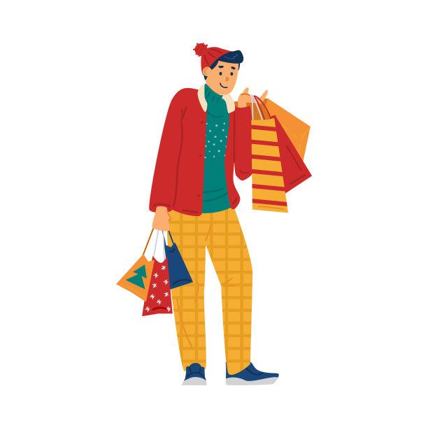 男顾客在商店享受圣诞大减价和折扣。图片下载