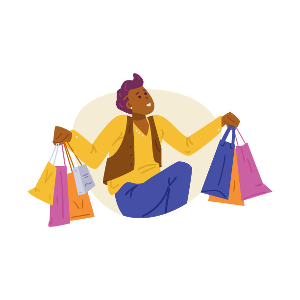 快乐的买手或购物狂手拿购物袋跳舞。图片下载