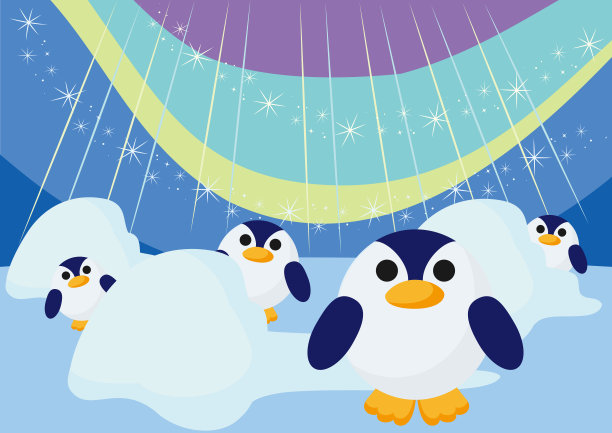 极光与企鹅图片下载