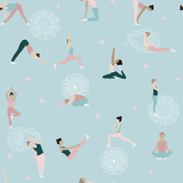 女性练习瑜伽无缝模式图片下载