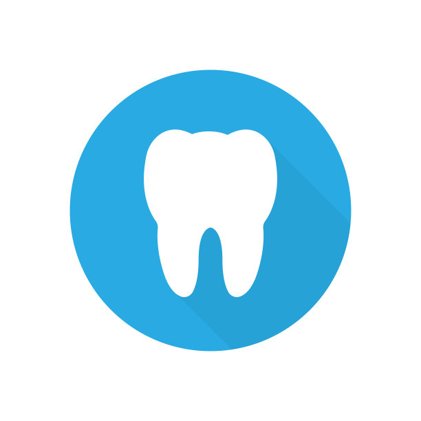 白色牙齿在蓝色圆圈矢量图标。牙科诊所标志孤立。矢量插图EPS 10图片下载