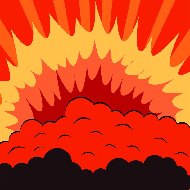 插图的黄色，橙色和红色图形火焰和烟雾云图片下载