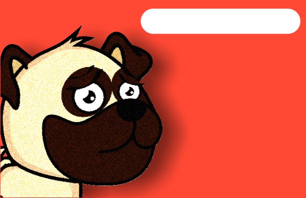 悲伤的哈巴狗人物卡通表情背景插图图片下载