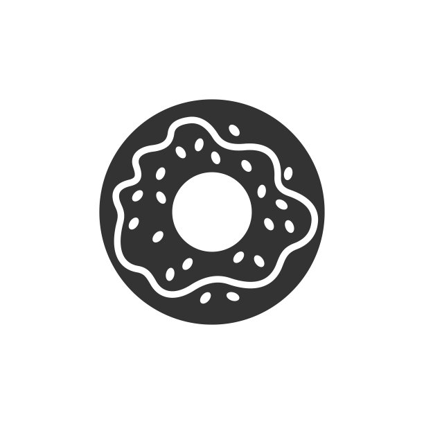 甜甜圈剪影字形快餐矢量图标图片下载