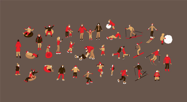 冬季运动场景，圣诞街活动，户外人们的节日。图片下载