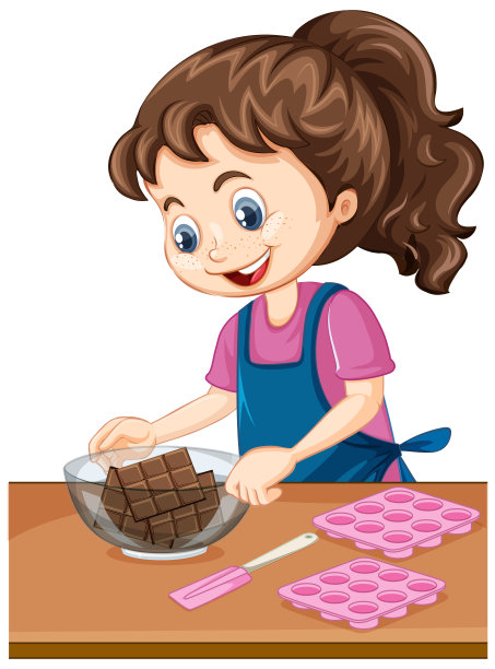 厨师小姐在桌子上放着烘焙设备图片下载