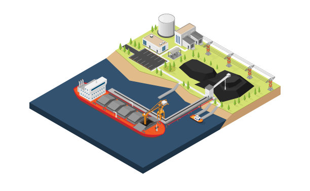 煤船用等距图向煤场卸煤图片下载