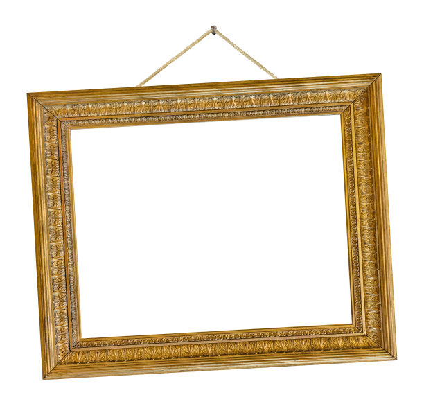 用绳子吊着的旧木制画框图片下载