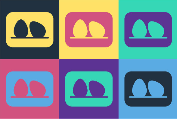 流行艺术鸡蛋图标孤立的颜色图片下载