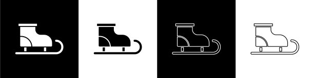 设置花样滑冰图标隔离在黑色和白色图片下载