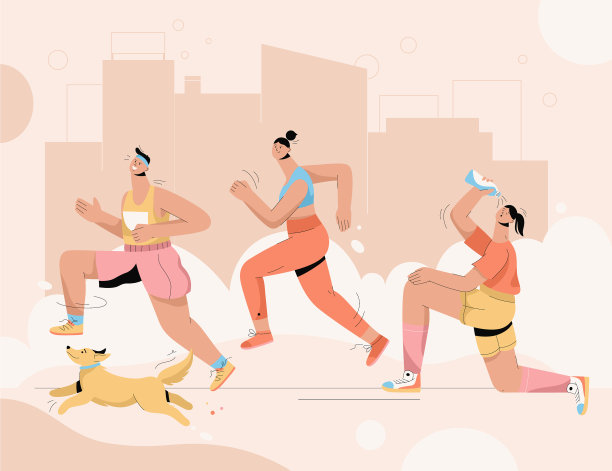 一群人带着狗跑马拉松图片下载